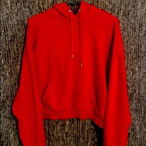 Red H&M Cropped Hoodie